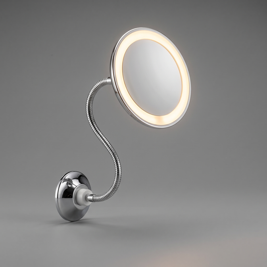 LED magnifying vanity mirror, front view