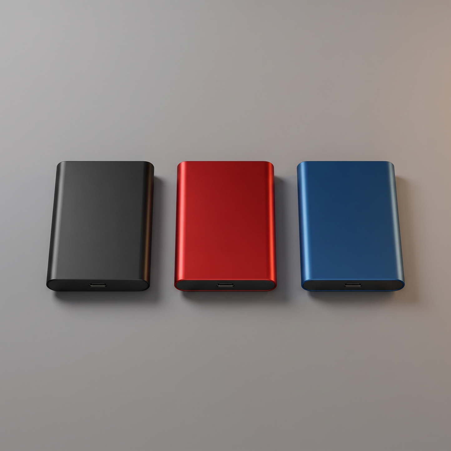 Portable USB external SSD, top view